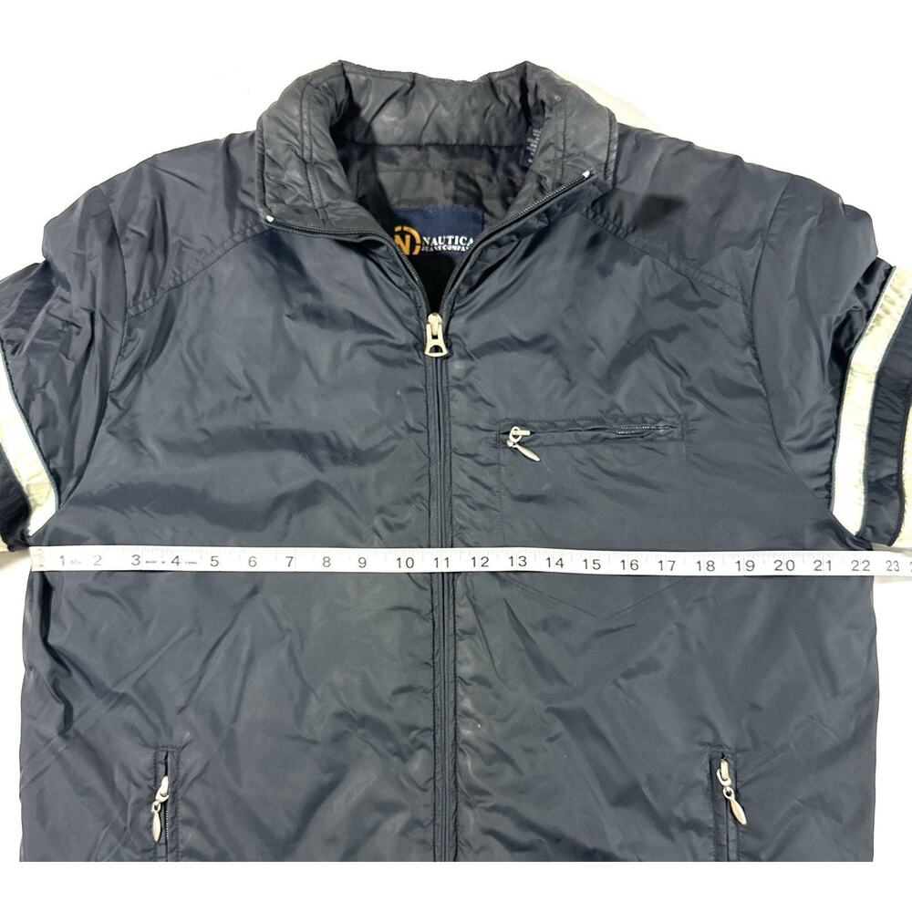 Nautica Jeans Company Men’s Jacket Medium Blue Nylon Quilted Lined Zip Up - Picture 5 of 11